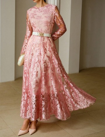 Rochie lunga Zeylah, roz