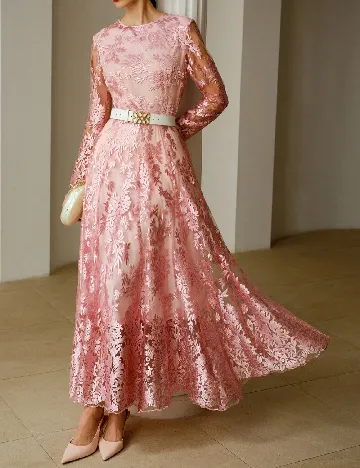 Rochie lunga Zeylah, roz