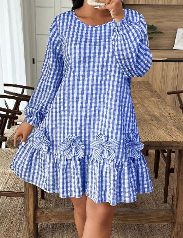 Rochie scurta SHEIN CURVE, alb/albastru