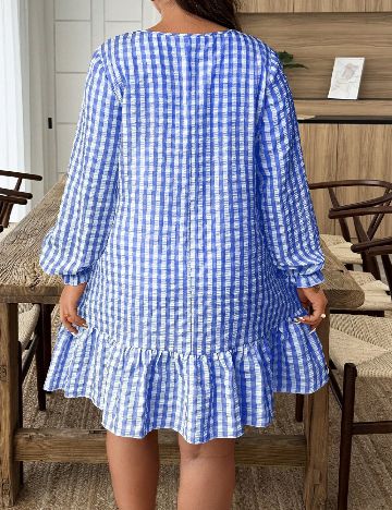 Rochie scurta SHEIN CURVE, alb/albastru