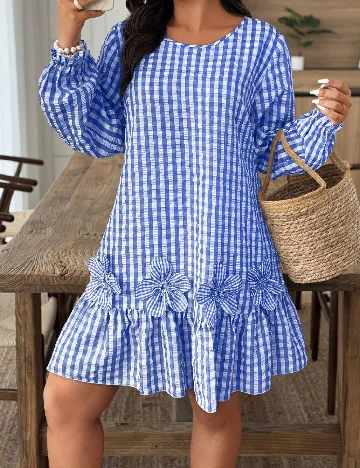 Rochie scurta SHEIN CURVE, alb/albastru