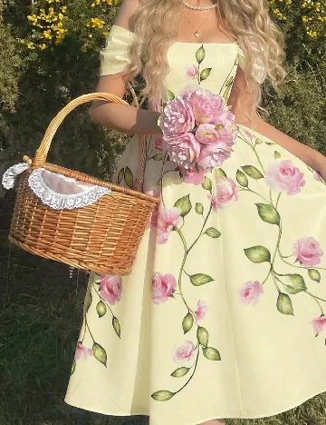 Rochie medie SHEIN, galben/roz