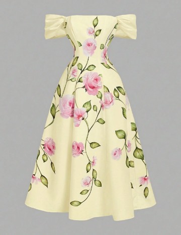 Rochie medie SHEIN, galben/roz