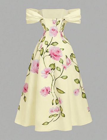 Rochie medie SHEIN, galben/roz