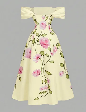Rochie medie SHEIN, galben/roz