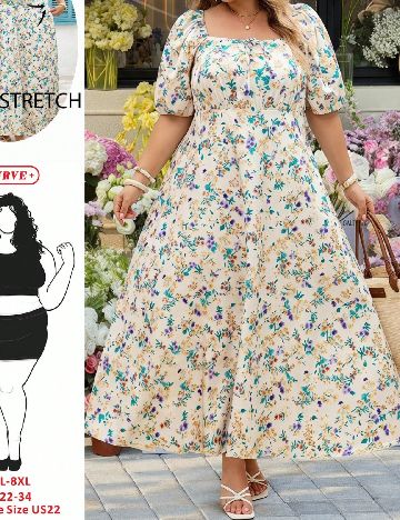 Rochie lunga SHEIN CURVE, floral print
