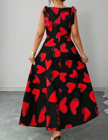 Rochie medie SHEIN CURVE, negru/rosu