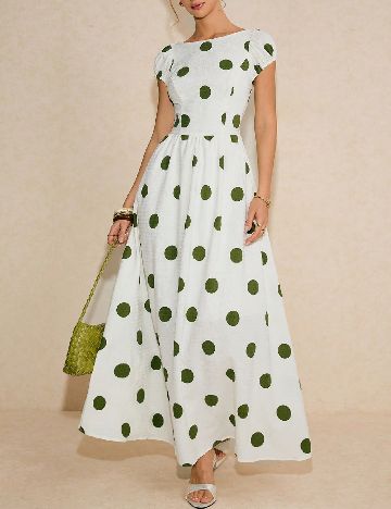 Rochie lunga SHEIN, alb/verde