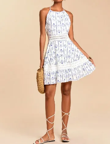 Rochie scurta SHEIN, alb/albastru
