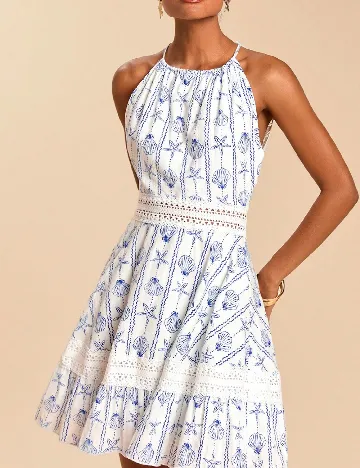 Rochie scurta SHEIN, alb/albastru