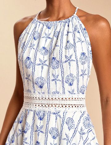 Rochie scurta SHEIN, alb/albastru