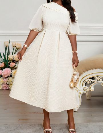 Rochie medie SHEIN CURVE, ecru
