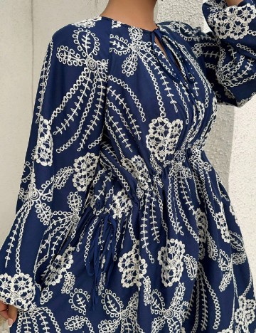 Rochie lunga Dazy Plus Size, bleumarin/alb