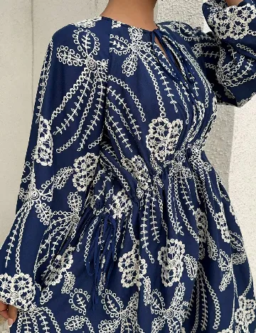 Rochie lunga Dazy Plus Size, bleumarin/alb