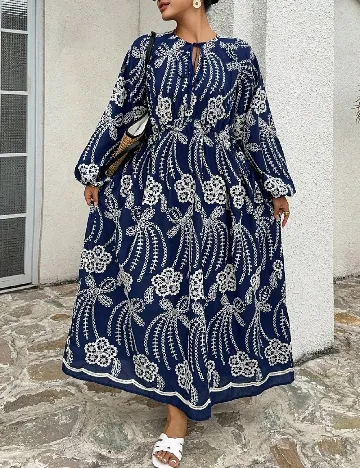 Rochie lunga Dazy Plus Size, bleumarin/alb