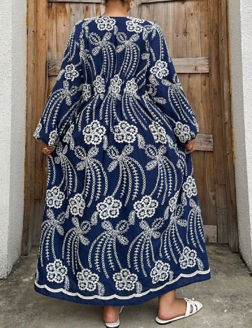 Rochie lunga Dazy Plus Size, bleumarin/alb