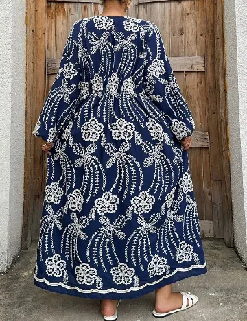 Rochie lunga Dazy Plus Size, bleumarin/alb