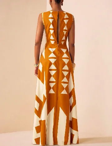 Rochie lunga SHEIN, portocaliu/crem