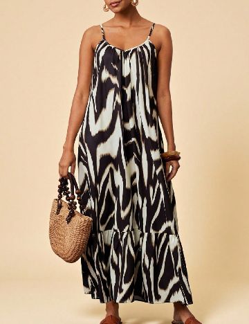 Rochie lunga SHEIN, negru/crem