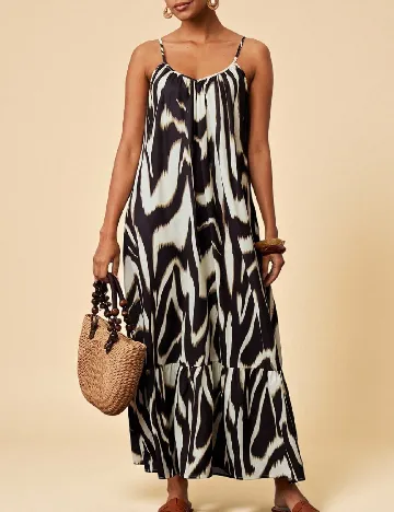 Rochie lunga SHEIN, negru/crem