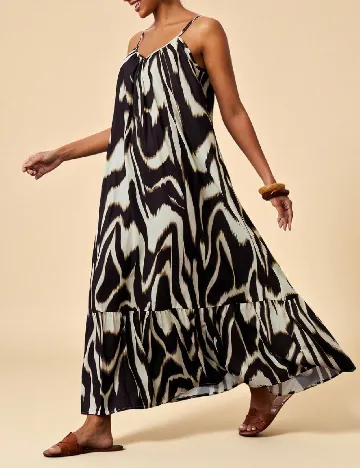 Rochie lunga SHEIN, negru/crem