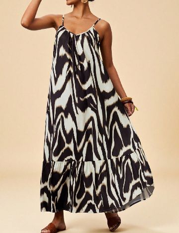 Rochie lunga SHEIN, negru/crem