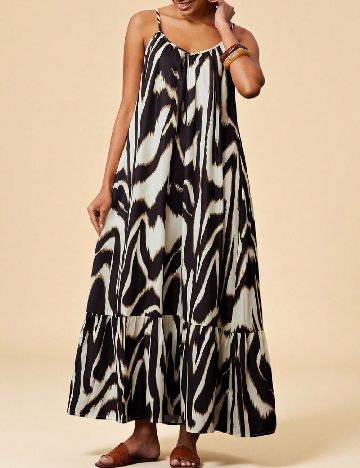 Rochie lunga SHEIN, negru/crem