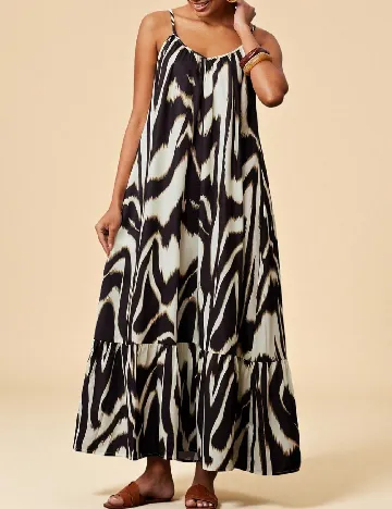 Rochie lunga SHEIN, negru/crem