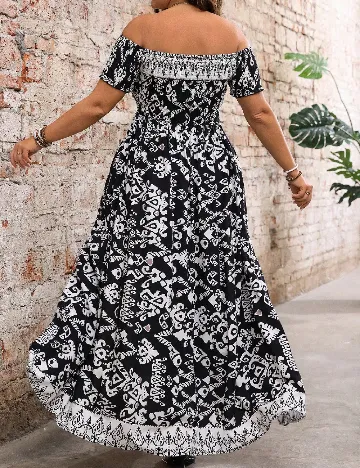 Rochie lunga SHEIN CURVE, alb/negru