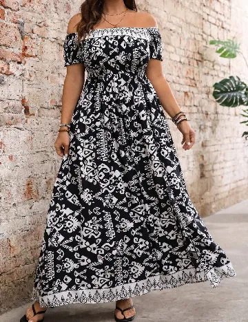 Rochie lunga SHEIN CURVE, alb/negru