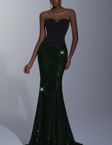 Rochie lunga SHEIN, verde/negru