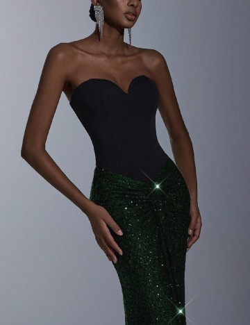 Rochie lunga SHEIN, verde/negru