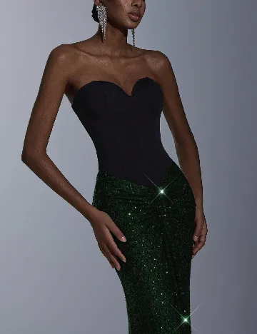 Rochie lunga SHEIN, verde/negru