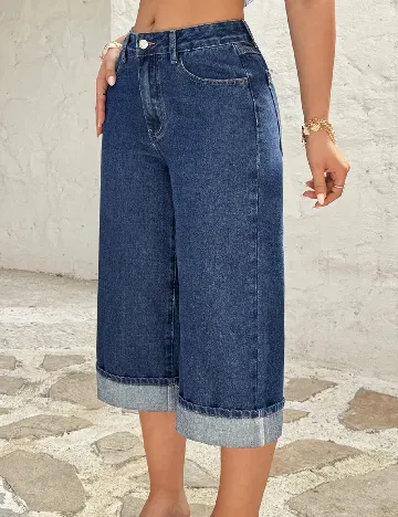 Pantaloni trei sferturi SHEIN, albastru