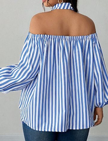 Bluza SHEIN CURVE, alb/albastru