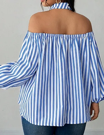 Bluza SHEIN CURVE, alb/albastru