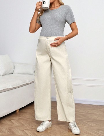 Blugi SHEIN Maternity, crem