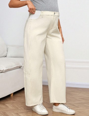 Blugi SHEIN Maternity, crem