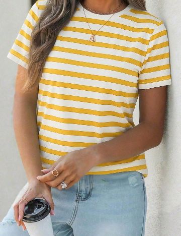 Tricou SHEIN, alb/galben