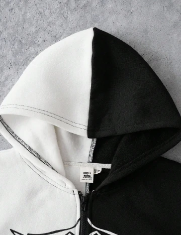 Hanorac Shein Kids, alb/negru