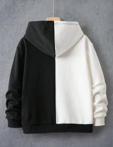 Hanorac Shein Kids, alb/negru