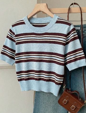 Bluza SHEIN, albastru/maro