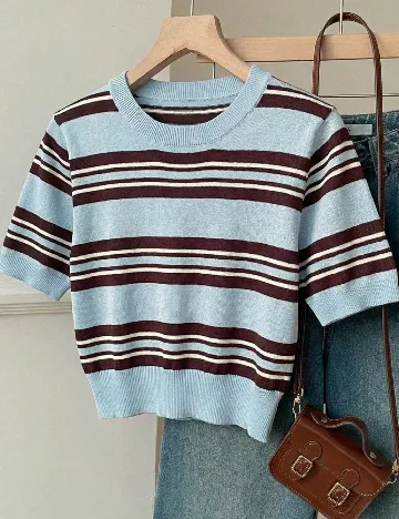 Bluza SHEIN, albastru/maro