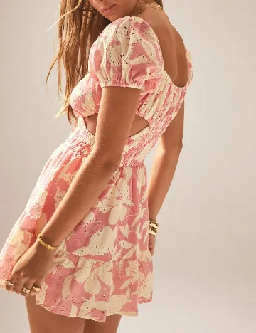 Rochie scurta Aralina, crem/roz