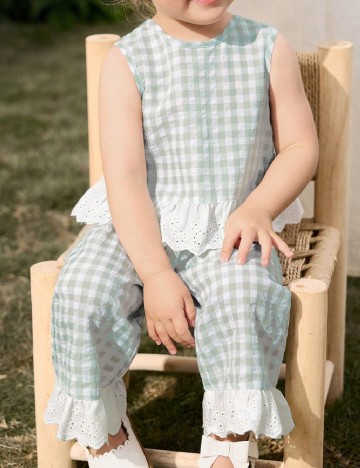 Compleu Cozy Pixies, verde/alb