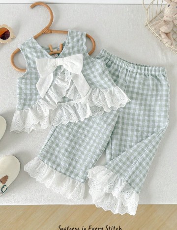 Compleu Cozy Pixies, verde/alb