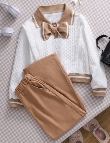 Compleu Shein Kids, alb/maro
