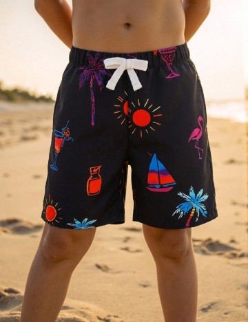 Pantaloni scurti Shein Kids, negru