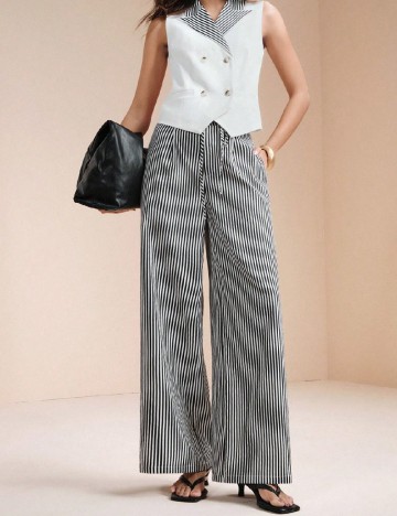 Pantaloni SHEIN, negru/alb