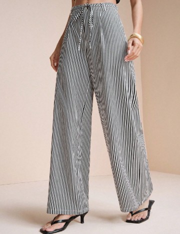 Pantaloni SHEIN, negru/alb